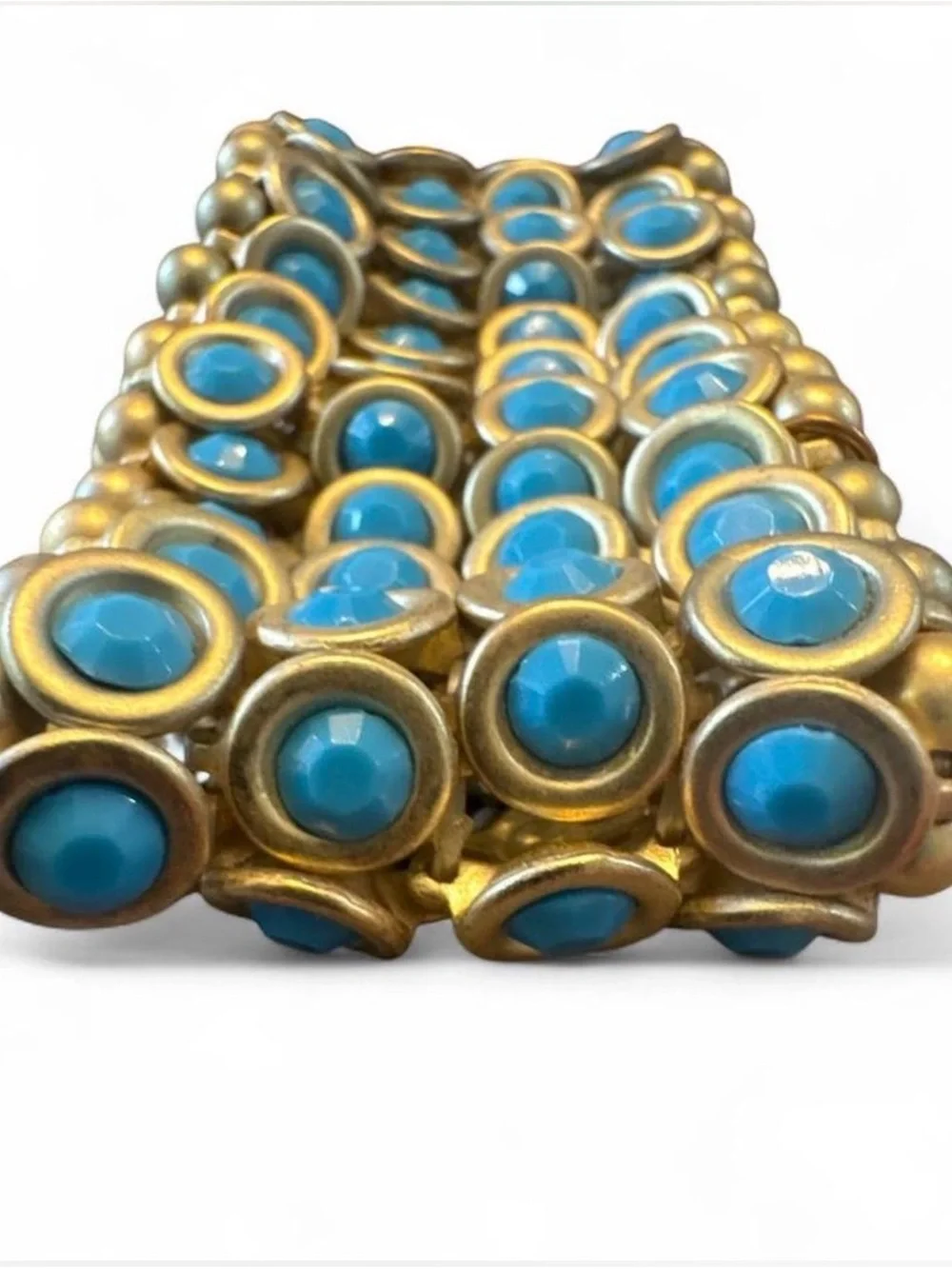 TASHA Turquoise & Matte Gold Statement Bracelet